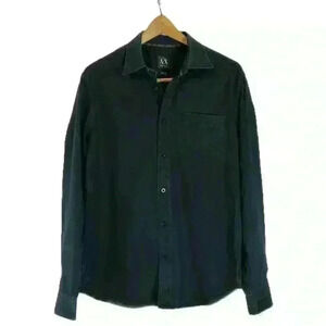 Armani Exchange Black Rugged Good Looks Embroidered Sleeve & Pocket Button Up, L